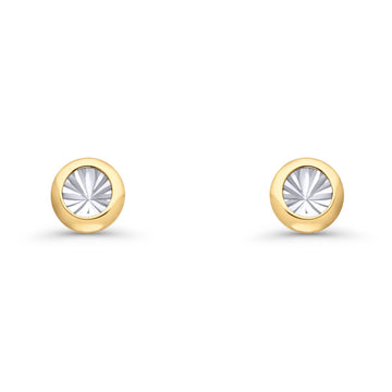 14K Yellow Gold Solid Tiny Round Ball Simulated CZ Post Studs Earring 8mm